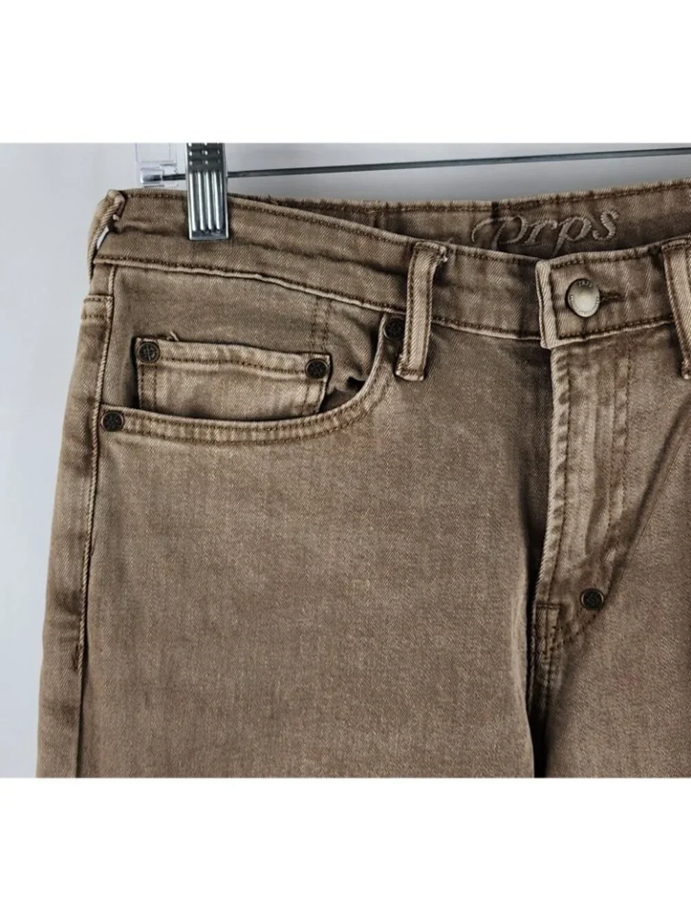 Prps Le Sabre Jeans Men 30x33 Brown Khaki Slim Straight Leg Japanese Denim NWT